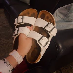 White Birkenstock Arizona Sandals!!!!